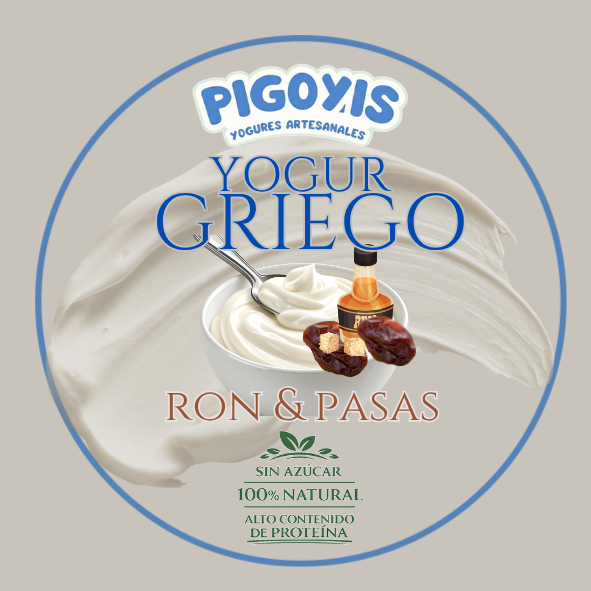 Yogur griego de Ron con pasas